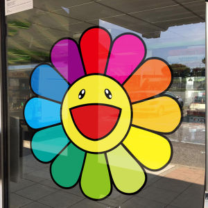 Trendy Decorative Sunflower Smile Anti-Collision Static Sticker