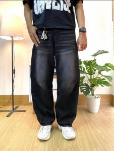 Celana jeans panjang baggy oversize Korea style/Jeans pria panjang snow black wisker/Celana gombrong model terbaru terlaris