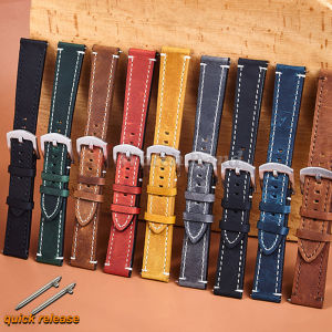 18mm 19mm 20mm 21mm 22mm 24mm Straps Retro Cowhide Watchband for Huawei Gt2/Gt3 Belt Black Yellow Brown Strap for Samsung Galaxy