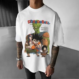 Bandai | American Vintage Graphic T Shirts Man Anime Dragon Ball Mens Clothing Summer Y2k Oversized Casual Women Short Sleeve Tee Tops