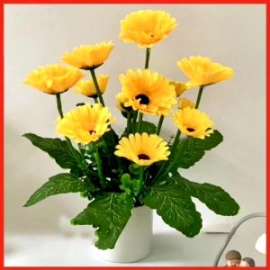 Chậu Hoa Lụa Cắm Sẵn Chậu Hoa Đồng Tiền Trang Trí Nhà Cửa Quán Ăn Văn Phòng Lớp Học DC-416