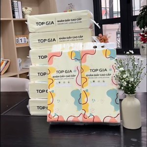 (Tặng Móc Treo) Thùng 6 Bịch Khăn Giấy Top Gia Đa Sắc Giấy Rút Treo Tường 4 Lớp 1280 Tờ