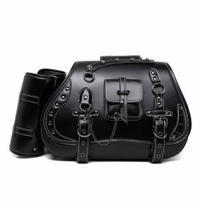 2Pcs Universal Motorcycle Retro Tool Bag PU Leather Saddlebag Motorcycle Saddlebag Side Bag Punk Knight Moto Bag