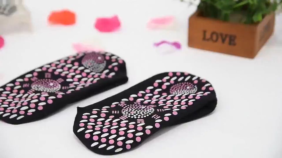 2PCS Self Heating Health Care Socks Tourmaline Magnetic Therapy Comfortable Breathable Massage Socks Washable cotton mid-calf socks Warm Knee brace