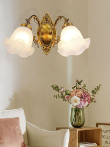 American Style Corridor Lighting Double Head Iron Art Wall Lamp for Balcony Passage Warm Vintage French Artistic Design