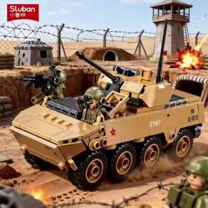 Sluban | ZBL-19S Wheeled Infantry Fighting Vehicle Building Blocks Set1:44 Scale Military Armored Vehicle Bricks Toy with 2 figures