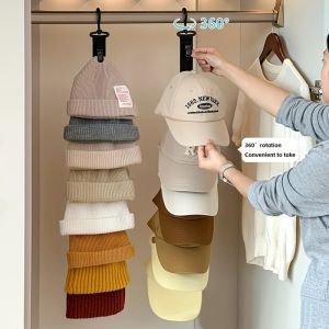 Wardrobe Hat Rack Hanging Rope Hat Storage Clips Hat Organizer Display for Baseball Caps Hat Hanger for Closet Door and Bedroom