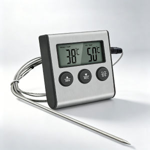 Digital Grill Thermometer with Timer High Precision Food Thermometer for Kitchen BBQ & Roasting