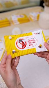 KHO THỦ ĐỨC_Combo 03 Gói Khăn Ướt Ngừa Muỗi Đốt EcoWipes 10 Tờ/Gói Hương Thảo An Toàn Cho Bé Đến 6h