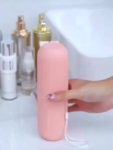 กล่องใส่แปรงสีฟันแบบกลม กระบอกใส่แปรงสีฟันแบบพกพา ใส่ยาสีฟันได้