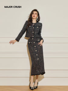 Vintage High-class CHanel-style Suit Tweed Black