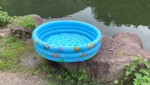 Rainbow 3-Color Inflatable Swimming Pool Round 3 Layer Air Chamber Design Portable Outdoor Garden Backyard Kids Water Play