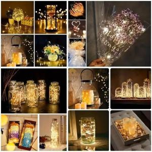 10pcs LED String Lights Battery Powered Colored Atmosphere Fairy Garlands Light For Outdoor Room Wedding Party Festival Decor