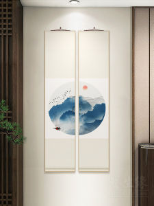 New Chinese Style Landscape Painting Scroll Decorative Artwork Vertical Version for Hallway Entrance Dining Room Study Wall