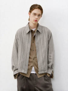 714street | Textured Stripe Jacquard Lapel Jacket