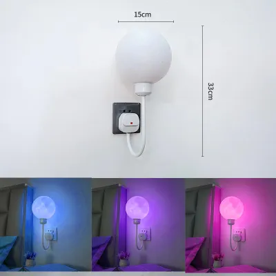 2024 New Moon LED Bedside Wall Lamp Plug-In Socket Style Soft Light Bedroom Night Light Simple Home Decorative Lighting
