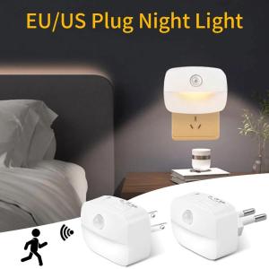 1/2/4pcs LED Night Light US EU Plug in Motion Sensor Light 220V 110V Wall Lamp for Home Hallway Stair Kitchen Bedroom Night Lamp