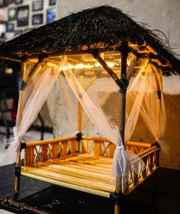 miniatur gazebo saung mini kerajinan tangan lampu tidur menyala