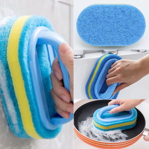 Sikat Spons Kuat Tebal Bahan PP Pembersih Dapur Toilet Sponge Brush Dengan Handle