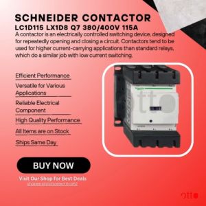 Schneider Contactor - LC1D115 LX1D8 Q7 380/400V 115A