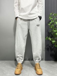 Autumn New Style Mens Casual Loose Knitted Sports Sweatpants Youth Fashion Brand Nine Points Cuffed Elastic Waist Pants