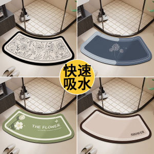 Bathroom Mat Silicon Dendroid Strong Absorbency Shower Room Entrance Semi-Circular Anti-Slip Foot Pad Home Decor Rug