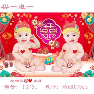 Double Boys Baby Posters Photos Beautiful Cute Baby Decorative Painting Pregnant Women Prenatal Education Early Education Twins Painting Waterproof