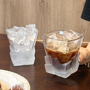 Creative Whiskey Glass Icy Texture Coffee Cold Drink Light Luxury Superior Glass Cup Unique Design Bar Dining Restaurant