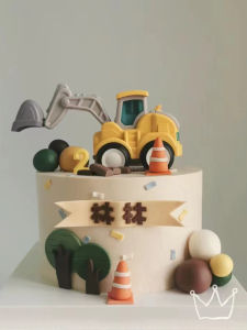 เครื่องประดับเค้กเด็กผู้ชายวัยเตาะแตะ รถขุด ของเล่นงานศิลปะ งานปาร์ตี้ ของขวัญวันเกิด เครื่องประดับเค้กสุดน่ารัก