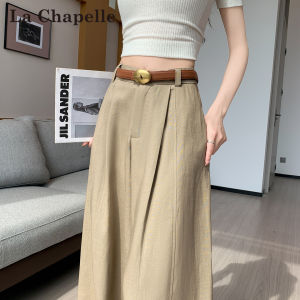 La Chapelle | Summer Linen Blended Wide Leg Trousers Slim Fit High Waist