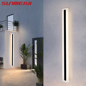 SUNMEIYI New Outdoor Waterproof Modern LED Wall Lights With Remote Living Room Bedroom Corridor Porch Black Indoor Lamp Lighting Dimmable