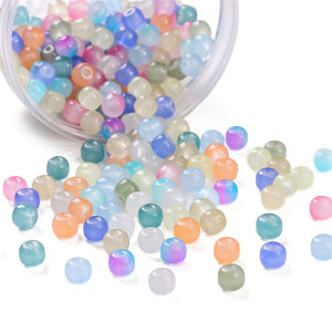 30Pcs/lot 8x7mm Glass Imitation Jade Barrel Beads Colorful Apple Round Loose Beads For Jewelry Making DIY Crafts Bracelet Accessories