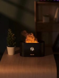 Ultrasonic Flame Air Humidifier Aroma Air Diffuser Aromatherapy Free Essential Oil Fragrance Night Light Lamp