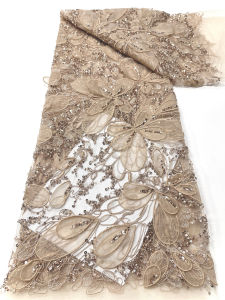 African Sequins Beaded Lace Fabric 2026 High Quality Sequence Embroidery French Nigerian Lace Fabric For Wedding Dress