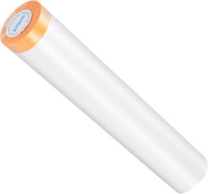 Plastic Cloth Plastic Sheeting with Masking TapeWaterproof Protective Masking FilmPrevent Dust Paint for CarFurnitureFloor