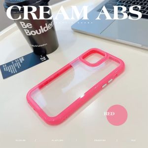 Luxury Candy Color Frame Bumper Transparent Phone Case For iPhone16 15 12 13 14 Pro Max Plus X XR XS Shockproof PC Clear Cover