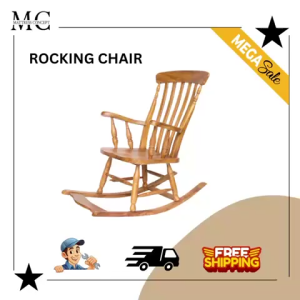 🔥【LOCAL SELLER】🔥 SOLID TEAK WOOD STRIPPED ROCKING CHAIR (FREE DELIVERY & INSTALATION)