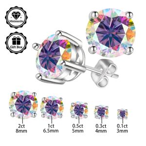 LAMVOICE Jewelry for Women/Stud Earrings with 0.2-4 Carat Rainbow Moissanite Hypoallergenic Earrings Christmas Gift for Women