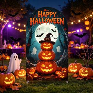 VIKAMA Halloween Arch Backdrop Graveyard Zombie Hand Tombstone Skull Banner Outdoor Yard Photo Booth Party Decor