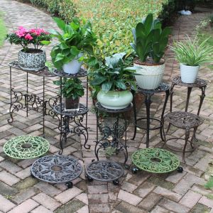 European Style Cast Iron Flower Stand Indoor Balcony Living Room Hotel Garden Courtyard Office Plant Pot Stand Flower Table