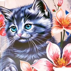 RUNABEE HIASAN DINDING FLOWER SET BESAR 3 IN 1 ABSTRAK BUNGA KUCING ABU ABU PAJANGAN KAYU MINIMALIS