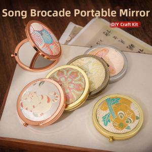 Handmade DIY Silk Brocade Embroidery Make-up Mirror