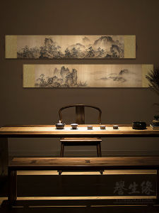 Silk Scroll Painting of Chang Jiang Wan Li Ancient Chinese Landscape Decorative Artwork for Study Room Tea Room Dining Bedroom