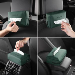 Car Tissue Box Nappapi Leather Tissue Holders Tissue Pack Hanging Light Luxury Tissue Box Armrest Box Drawer Tissue Box