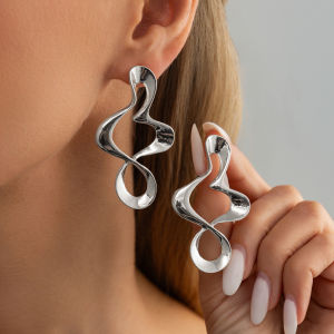 Ingemark | Ingemark New Fashion Glossy Metal Irregular Twisted Drop Earrings Women Elegant Hollow Geometric Pendant Earrings Jewelry Gifts