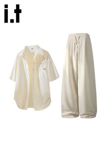 izzue | Traditional Chinese Style Embroidered Breathable Mens Shirt 2 Pieces