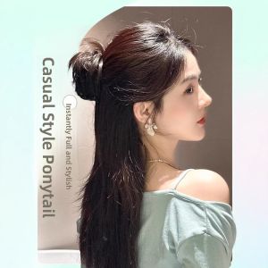 MONLEYTA | Half-Up Bun Hair Extension Clip Fake Hair Manlieta Brand Bouffant Headband Chicken Feather Ball Head Half-Tie Hair Extension
