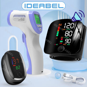 New LED Wrist Blood Pressure Monitor English Voice Broadcast Sphygmomanometer Tonometer BP Monitor Forehead Digital Thermometer