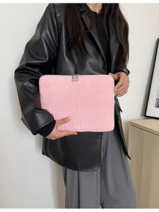 Corduroy Lining Womens Plaid Laptop Bag Small Batch Logo Printing Waterproof Shockproof City Simple Style Handheld Bag