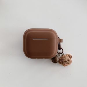 Light Luxury Soft Silicone Earphone Protective Case for AirPods 4 3 2 1 Pro 2 Pro 3 2025 Cover Coffee Dog Keychain Couple Shell